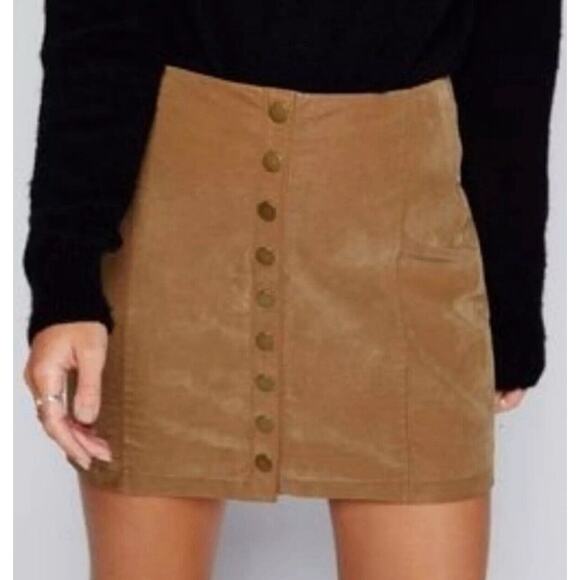 Free People Oh Snap Vegan Leather Mini Skirt Womens Size 6 Tan Brown OB527316 - Picture 3 of 12